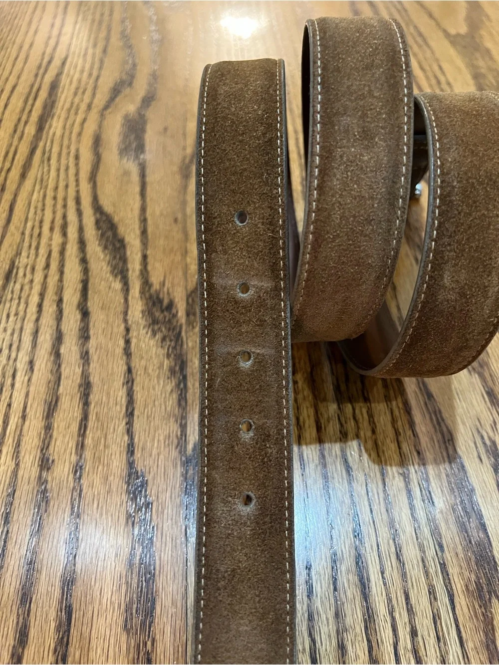 Torino Leather Company Pair Men's European Sueded Calfskin Belts Sz 42 Whiskey